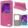 Etui Galaxy Note 4 Cuir Avec Fenetre Kakusiga Fushia -All For Phone Magasin etui galaxy note 4 frac1059