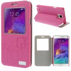 Etui Galaxy Note 4 Cuir Avec Fenetre Kakusiga Fushia