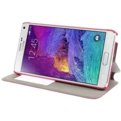 Etui Galaxy Note 4 Cuir Avec Fenetre Kakusiga Fushia -All For Phone Magasin etui galaxy note 4 frac1059 5