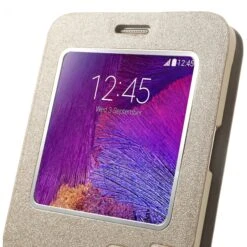 Etui Galaxy Note 4 Cuir Avec Fenetre Kakusiga Or -All For Phone Magasin etui galaxy note 4 frac1060 7