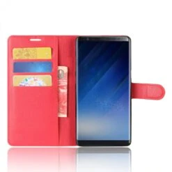 Etui Samsung Portefeuille Galaxy Note 8 Avec Rangements Cartes - Litchi Rouge -All For Phone Magasin etui galaxy note 8 frac2930 3