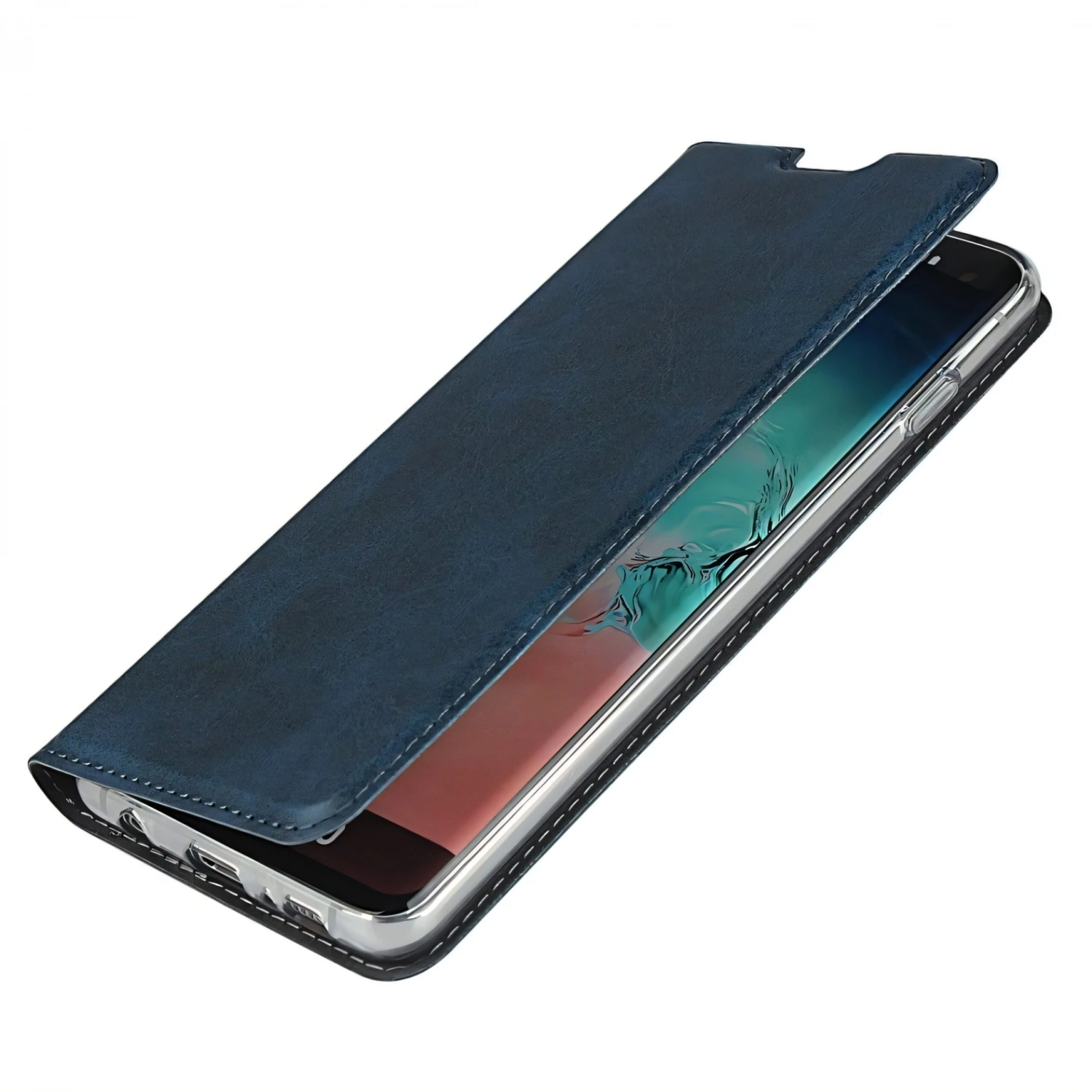 Etui Portefeuille Galaxy S10 Simili Cuir - Bleu Foncé 9 Etui Portefeuille Galaxy S10 Simili Cuir - Bleu Foncé – Image 7