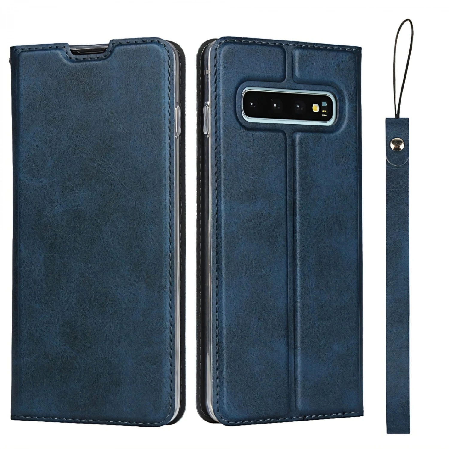 Etui Portefeuille Galaxy S10 Simili Cuir - Bleu Foncé 3 Etui Portefeuille Galaxy S10 Simili Cuir - Bleu Foncé