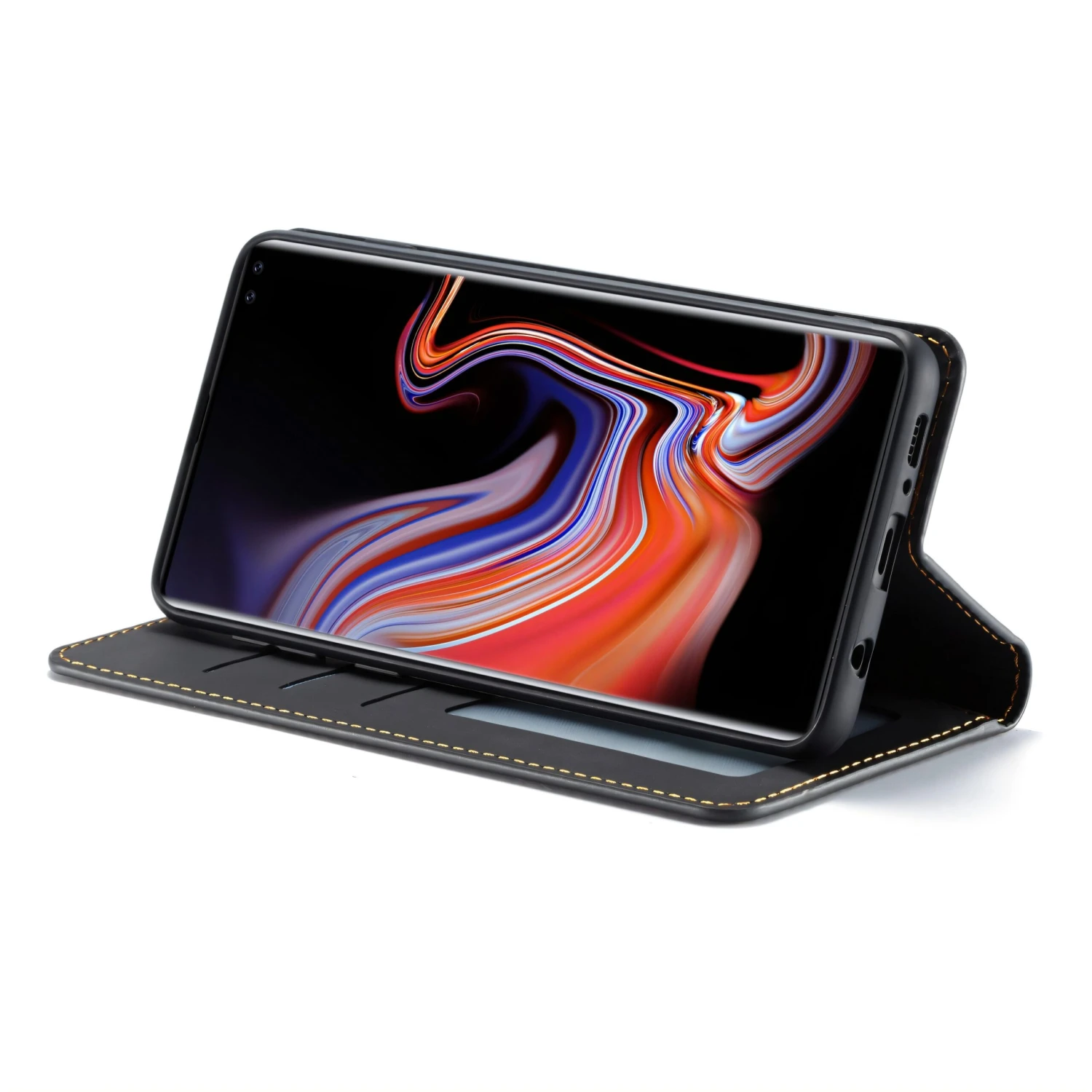 Etui Portefeuille Galaxy S10 Plus Silky Touch - Protection Intégrale FORWENW Noir 7 Etui Portefeuille Galaxy S10 Plus Silky Touch - Protection Intégrale FORWENW Noir – Image 5