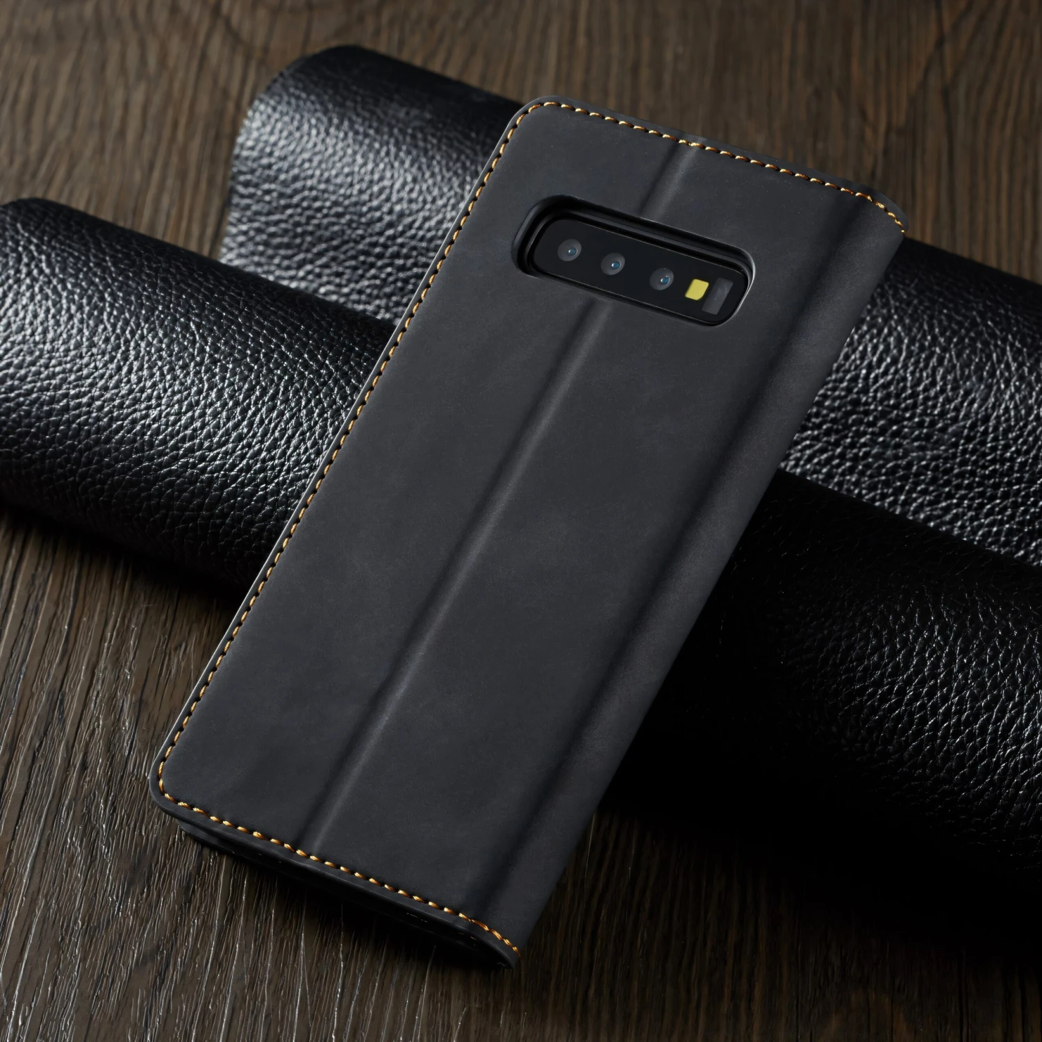 Etui Portefeuille Galaxy S10 Plus Silky Touch - Protection Intégrale FORWENW Noir 9 Etui Portefeuille Galaxy S10 Plus Silky Touch - Protection Intégrale FORWENW Noir – Image 7