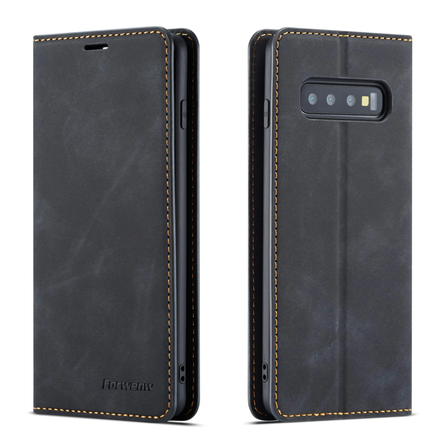 Etui Portefeuille Galaxy S10 Plus Silky Touch - Protection Intégrale FORWENW Noir 3 Etui Portefeuille Galaxy S10 Plus Silky Touch - Protection Intégrale FORWENW Noir