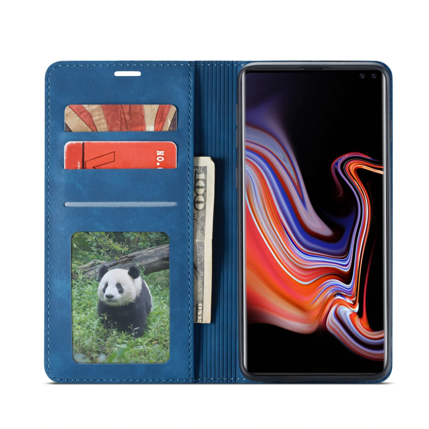 Etui Portefeuille Galaxy S10 Plus Silky Touch - Protection Intégrale FORWENW Bleu 5 Etui Portefeuille Galaxy S10 Plus Silky Touch - Protection Intégrale FORWENW Bleu – Image 3