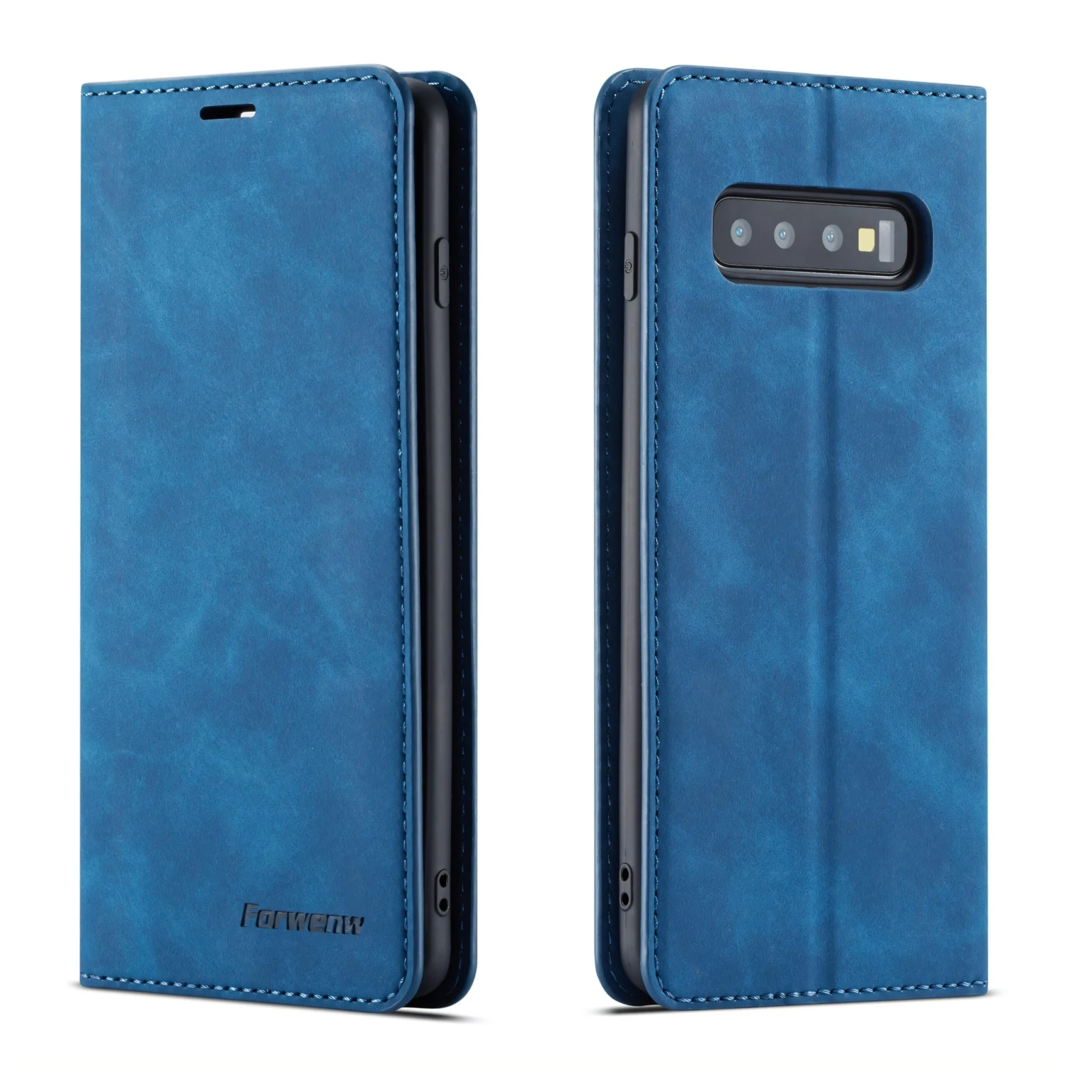 Etui Portefeuille Galaxy S10 Plus Silky Touch - Protection Intégrale FORWENW Bleu 3 Etui Portefeuille Galaxy S10 Plus Silky Touch - Protection Intégrale FORWENW Bleu