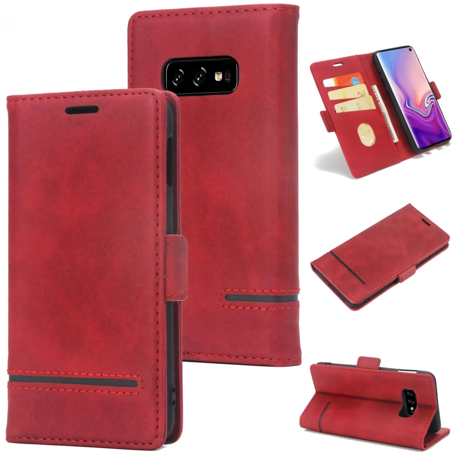 Etui Samsung Portefeuille Galaxy S10E Style Business Rouge 3 Etui Samsung Portefeuille Galaxy S10E Style Business Rouge