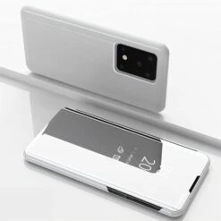 Etui Galaxy S20 Ultra Avec Fenêtre Mirroir Design - Argent