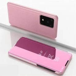 Etui Galaxy S20 Ultra Avec Fenêtre Mirroir Design - Rose