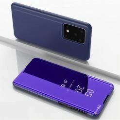 Etui Galaxy S20 Ultra Avec Fenêtre Mirroir Design - Bleu Foncé