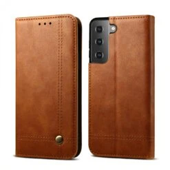 Etui Portefeuille Galaxy S21 Avec Rangement Carte Et Coque Silicone Intégrée - Marron