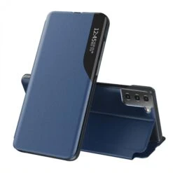 Etui Galaxy S21 Design Et Discret Avec Petite Fenêtre - Bleu Foncé