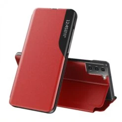 Etui Galaxy S21 Design Et Discret Avec Petite Fenêtre - Rouge