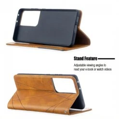 Étui De Protection Galaxy S21 Ultra 5G - Style Geometrique Marron Clair -All For Phone Magasin etui galaxy s21 ultra 5g frac4151 4