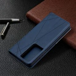 Étui De Protection Galaxy S21 Ultra 5G - Style Geometrique Bleu Foncé -All For Phone Magasin etui galaxy s21 ultra 5g frac4152 8