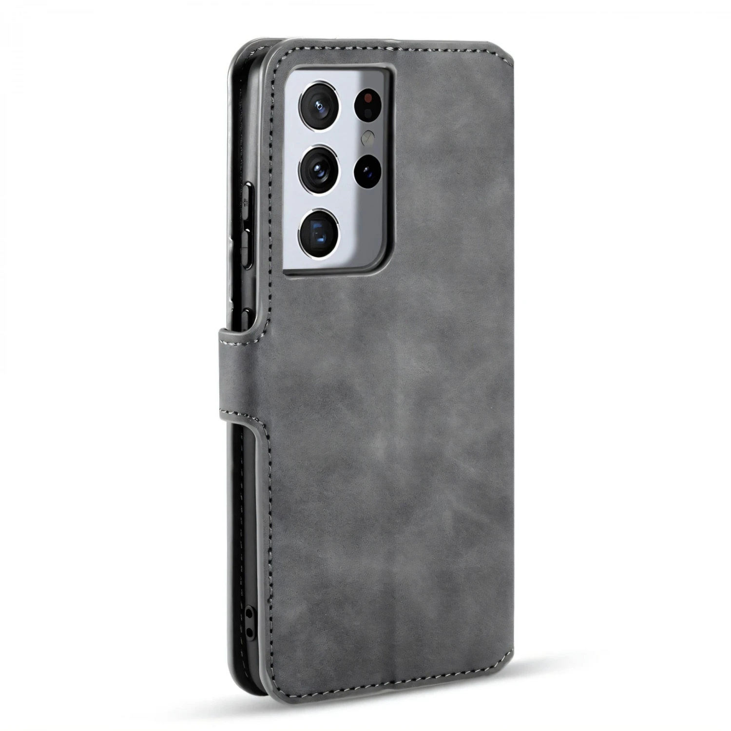 Etui Portefeuille Galaxy S21 Ultra Style Retro Avec Rangements Cartes - Gris 5 Etui Portefeuille Galaxy S21 Ultra Style Retro Avec Rangements Cartes - Gris – Image 3