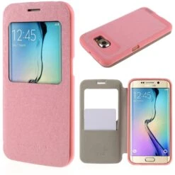 Etui Galaxy S6 Edge Cuir Avec Fenetre Mercury Rose