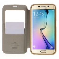 Etui Galaxy S6 Edge Cuir Avec Fenetre Mercury Champagne -All For Phone Magasin etui galaxy s6 edge frac1065 6