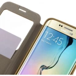 Etui Galaxy S6 Edge Cuir Avec Fenetre Mercury Champagne -All For Phone Magasin etui galaxy s6 edge frac1065 7