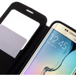 Etui Galaxy S6 Edge Cuir Avec Fenetre Mercury Bleu -All For Phone Magasin etui galaxy s6 edge frac1066 8