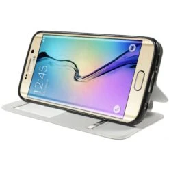 Etui Galaxy S6 Edge Slide Avec Fenetre Blanc -All For Phone Magasin etui galaxy s6 edge frac1068 2