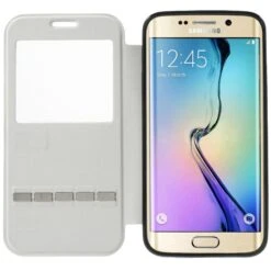 Etui Galaxy S6 Edge Slide Avec Fenetre Blanc -All For Phone Magasin etui galaxy s6 edge frac1068 4