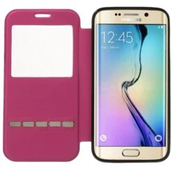 Etui Galaxy S6 Edge Slide Avec Fenetre Fushia -All For Phone Magasin etui galaxy s6 edge frac1069 4
