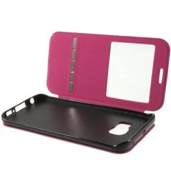 Etui Galaxy S6 Edge Slide Avec Fenetre Fushia -All For Phone Magasin etui galaxy s6 edge frac1069 5