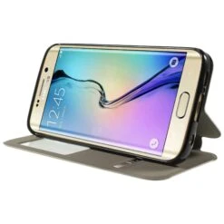 Etui Galaxy S6 Edge Slide Avec Fenetre Jaune -All For Phone Magasin etui galaxy s6 edge frac1070 2