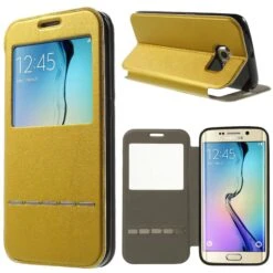 Etui Galaxy S6 Edge Slide Avec Fenetre Jaune