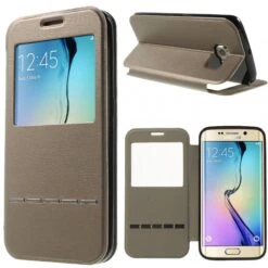 Etui Galaxy S6 Edge Slide Avec Fenetre Marron