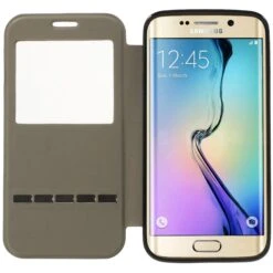 Etui Galaxy S6 Edge Slide Avec Fenetre Marron -All For Phone Magasin etui galaxy s6 edge frac1071 4