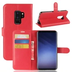 Etui Portefeuille Samsung Galaxy S9+ Avec Rangement Cartes Rouge