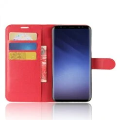 Etui Portefeuille Samsung Galaxy S9+ Avec Rangement Cartes Rouge -All For Phone Magasin etui galaxy s9 plus frac2717 3