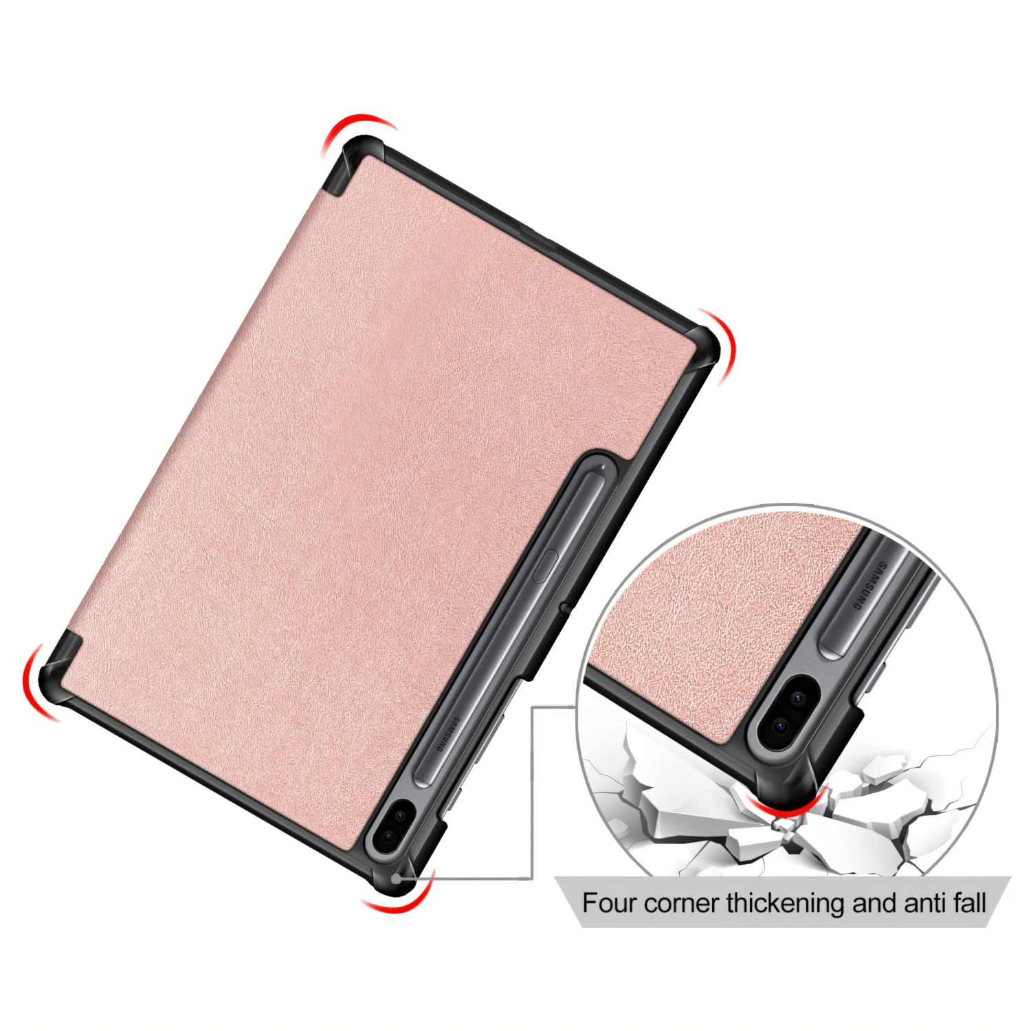 Étui De Protection Galaxy Tab S6 (T800 / T865) - Pliable En 3 Or Rose 10 Étui De Protection Galaxy Tab S6 (T800 / T865) - Pliable En 3 Or Rose – Image 8