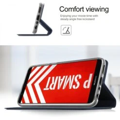 Etui Portefeuille Huawei P Smart Avec Contour Silicone Bleu Foncé -All For Phone Magasin etui huawei p smart frac2454 3