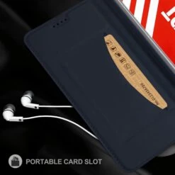 Etui Portefeuille Huawei P Smart Avec Contour Silicone Bleu Foncé -All For Phone Magasin etui huawei p smart frac2454 4