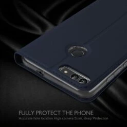 Etui Portefeuille Huawei P Smart Avec Contour Silicone Bleu Foncé -All For Phone Magasin etui huawei p smart frac2454 7