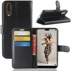 Etui Portefeuille Huawei P20 Style Cuir Noir