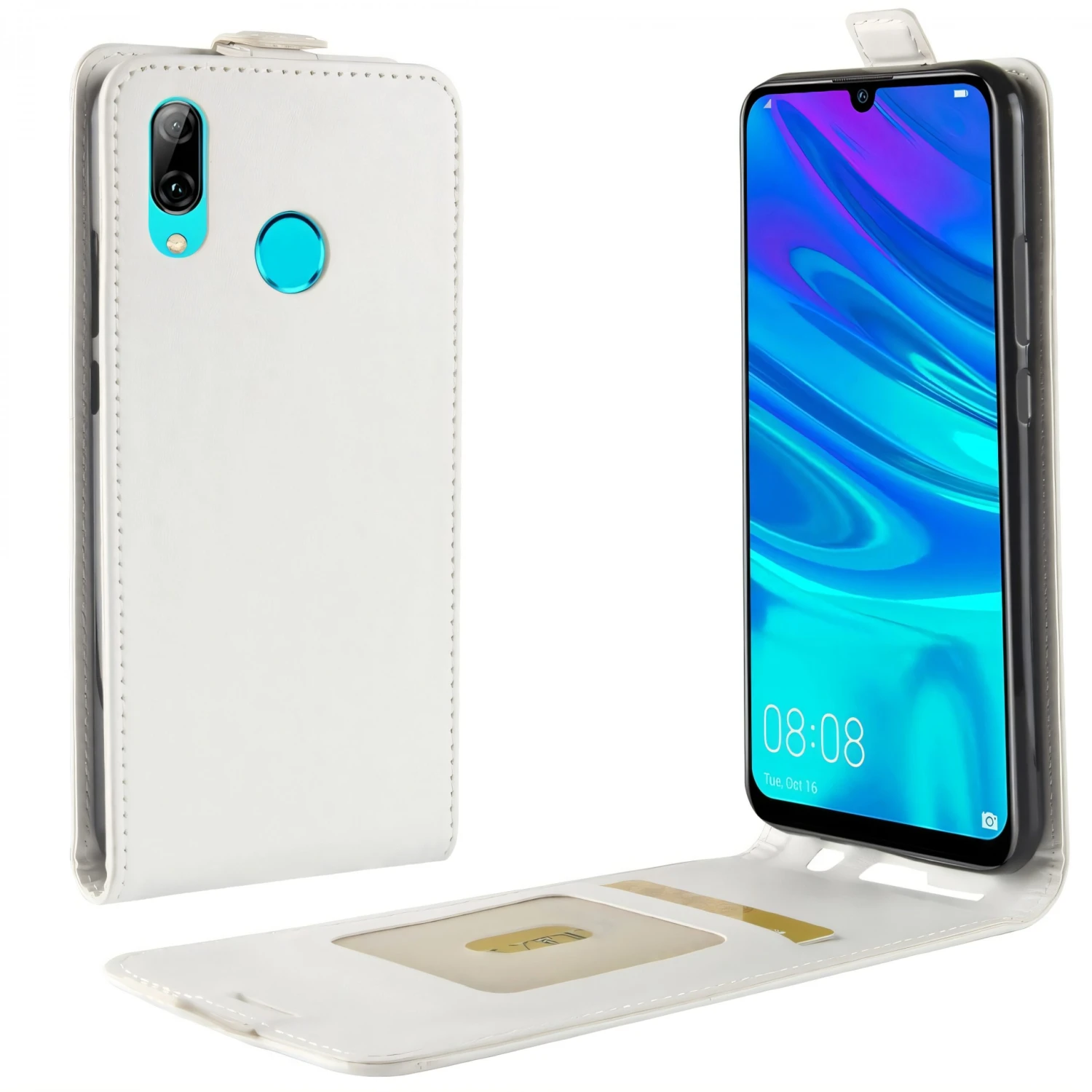 Etui Vertical Huawei P30 Lite Avec Contour Silicone Blanc 3 Etui Vertical Huawei P30 Lite Avec Contour Silicone Blanc
