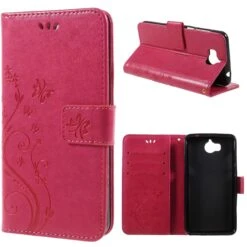 Etui Huawei Y5 2017 Et Y6 2017 Portefeuille Fushia