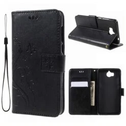 Étui Portefeuille Huawei Y5 2017 Et Y6 2017 Papillon Noir