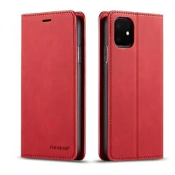 Etui Portefeuille IPhone 11 Silky Touch - Protection Intégrale FORWENW - Rouge
