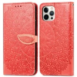 Etui IPhone 12 Et 12 Pro Avec Rabat Mandala Rouge