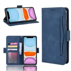 Etui Portefeuille IPhone 12 Mini Avec Coque Silicone Intégrée Et Multiple Rangements Cartes - Bleu Foncé