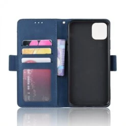 Etui Portefeuille IPhone 12 Mini Avec Coque Silicone Intégrée Et Multiple Rangements Cartes - Bleu Foncé -All For Phone Magasin etui iphone 12 mini frac3402 3