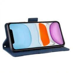 Etui Portefeuille IPhone 12 Mini Avec Coque Silicone Intégrée Et Multiple Rangements Cartes - Bleu Foncé -All For Phone Magasin etui iphone 12 mini frac3402 5