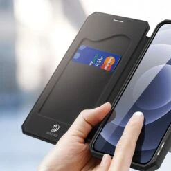 Etui De Protection Renforcé IPhone 12 Mini Avec Coque Silicone Intégrée Et Rangement Carte - Noir -All For Phone Magasin etui iphone 12 mini frac3464 2